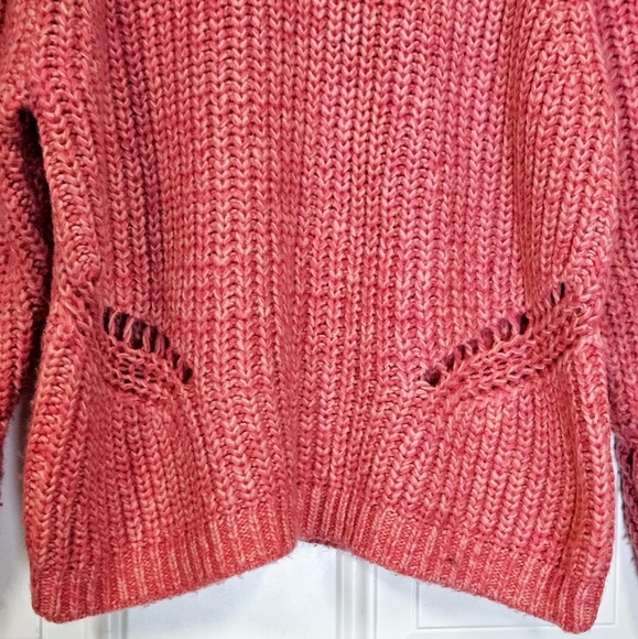 Loft pink knit crochet bishop sleeve Sweater jumper size XS - Picture 4 of 7